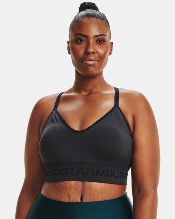 Women's UA Seamless Low Long Heather Sports Bra in Gray image number 3